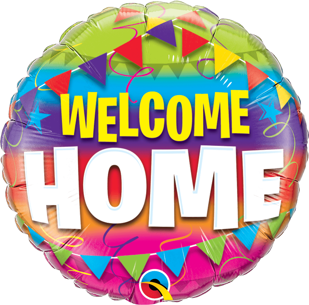 Ein Ballon mit der Aufschrift "Willkommen Zuhause".